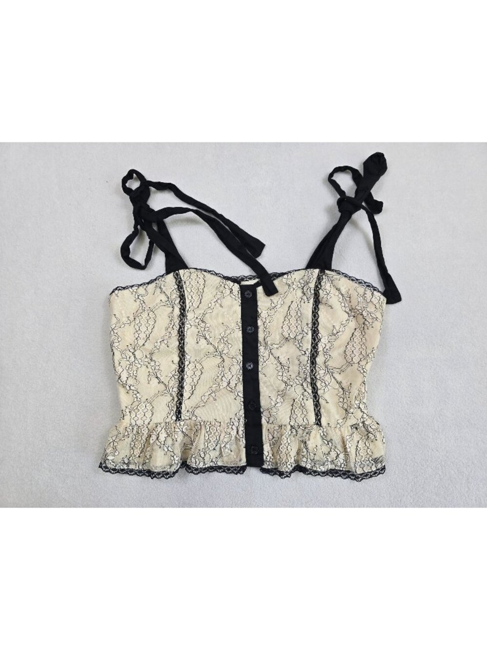 Lulus Lace Tie-Strap Crop Top Fitted Large Whimsigoth Never Worn